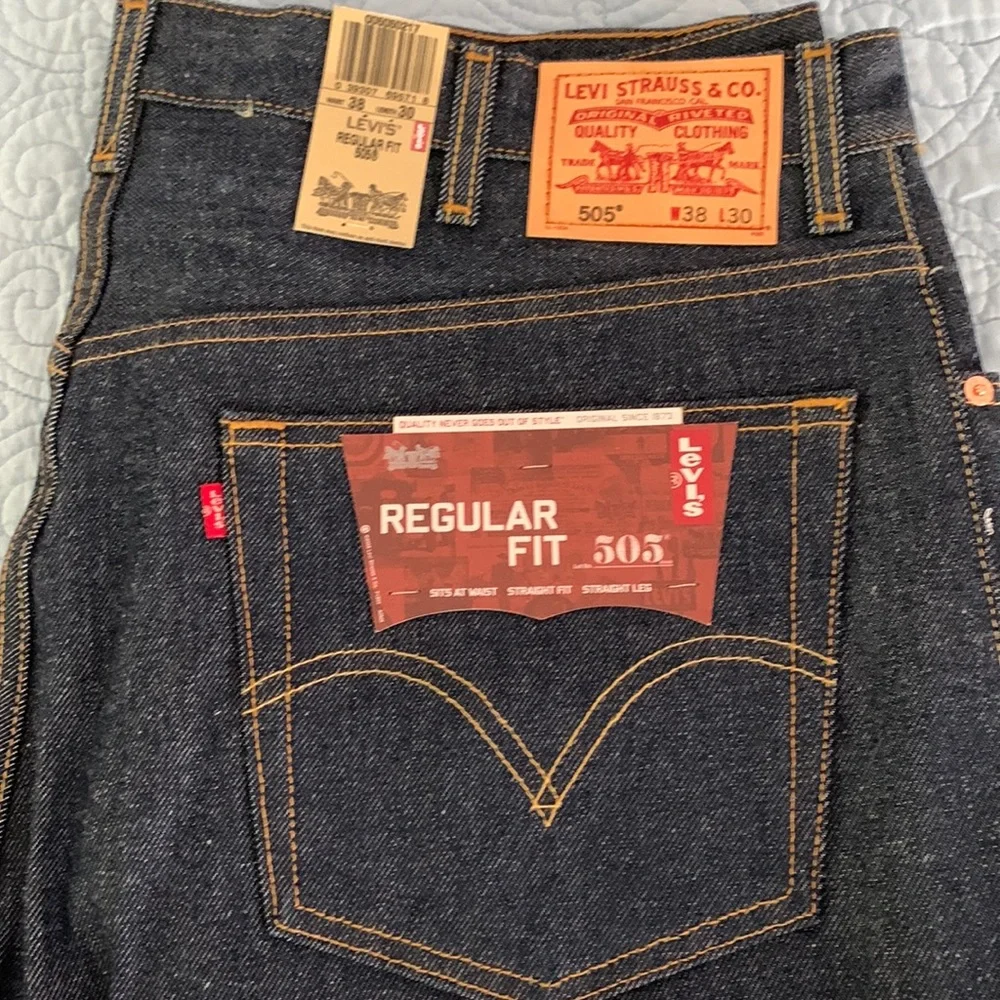 ❤️NWT LEVI’S 505™ REGULAR FIT MEN'S JEANS DARK WASH - STRAIGHT LEG (38W x 30L) - Picture 2 of 5